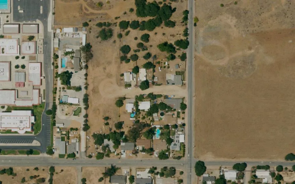 Aerial view of a residential neighbourhood in Wildomar, California